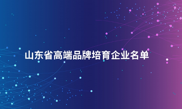 山东多宝平台股份有限公司入选“山东省高端品牌培育企业名单”